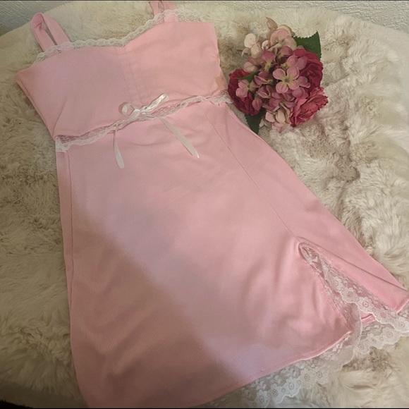 Soft pink dress with lace S - Picture 6 of 6